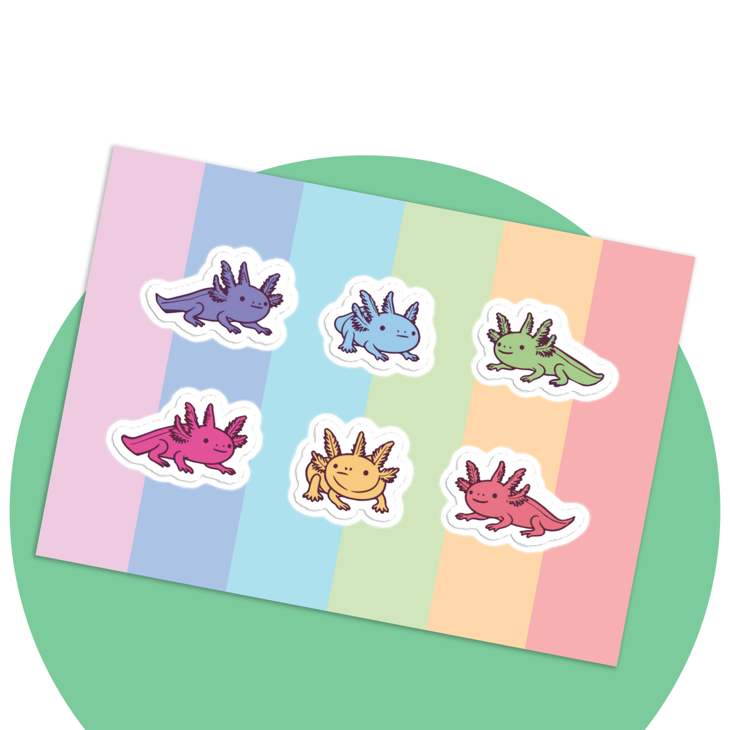 Rainbow Axolotls | Sticker sheet
