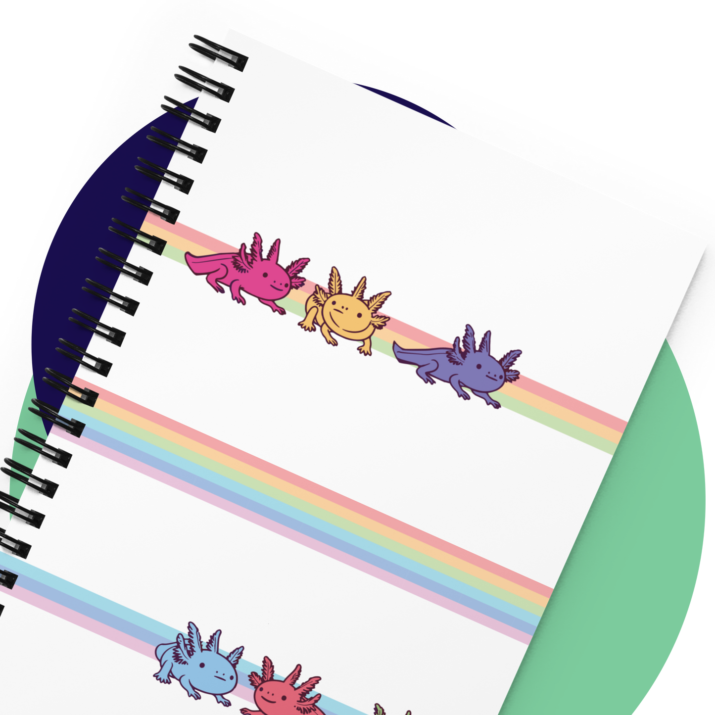 Rainbow-Lined Axolotl | Spiral Bound Notebook