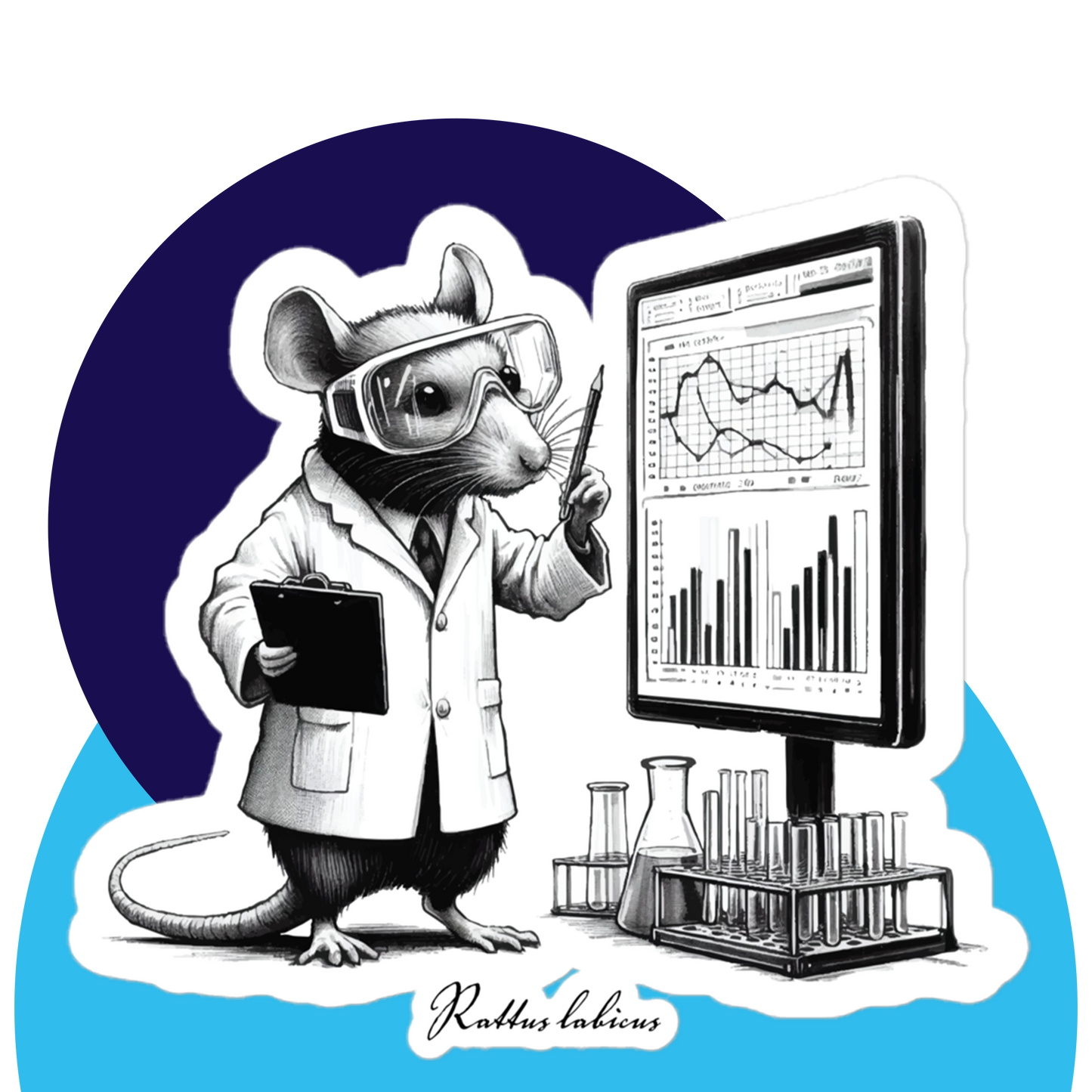 Sketched Lab Rat (Rattus Labicus) | Stickers