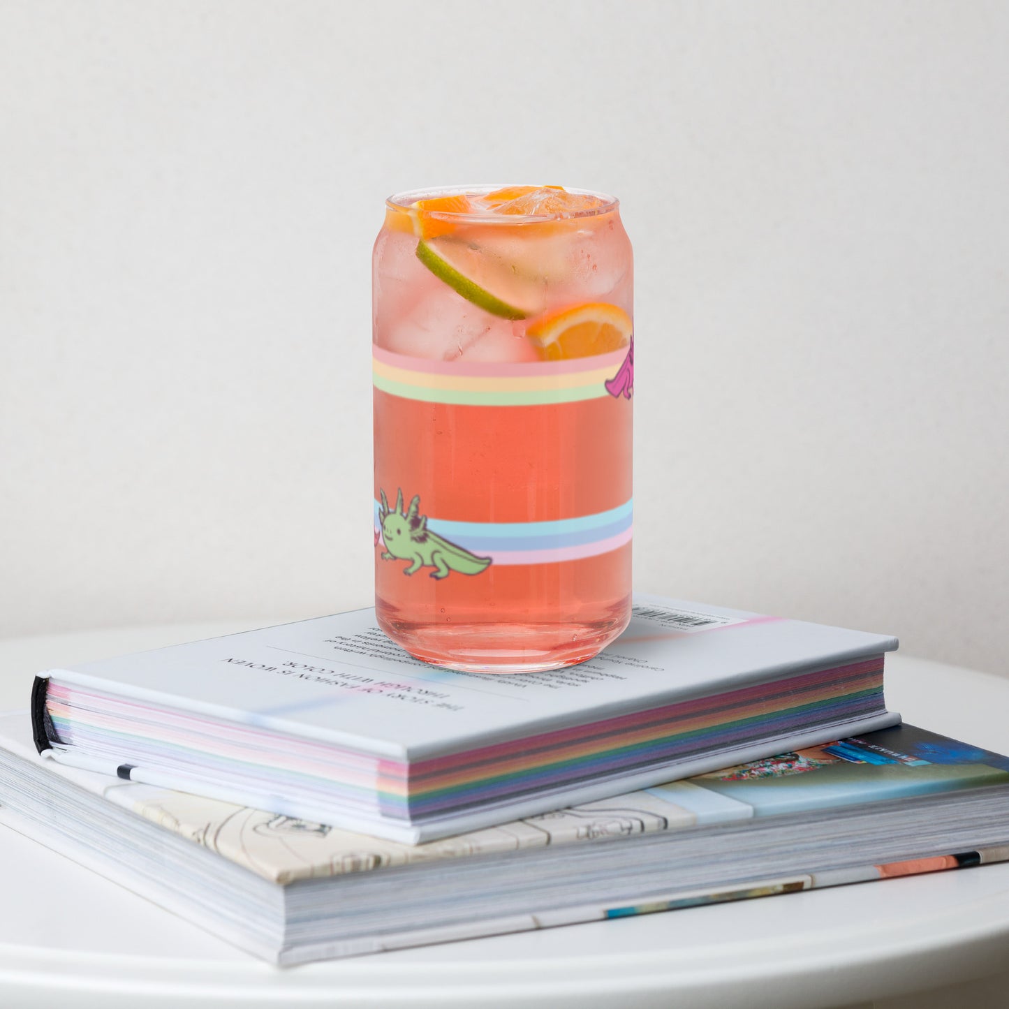 Rainbow-Lined Axolotl | Can-shaped glass