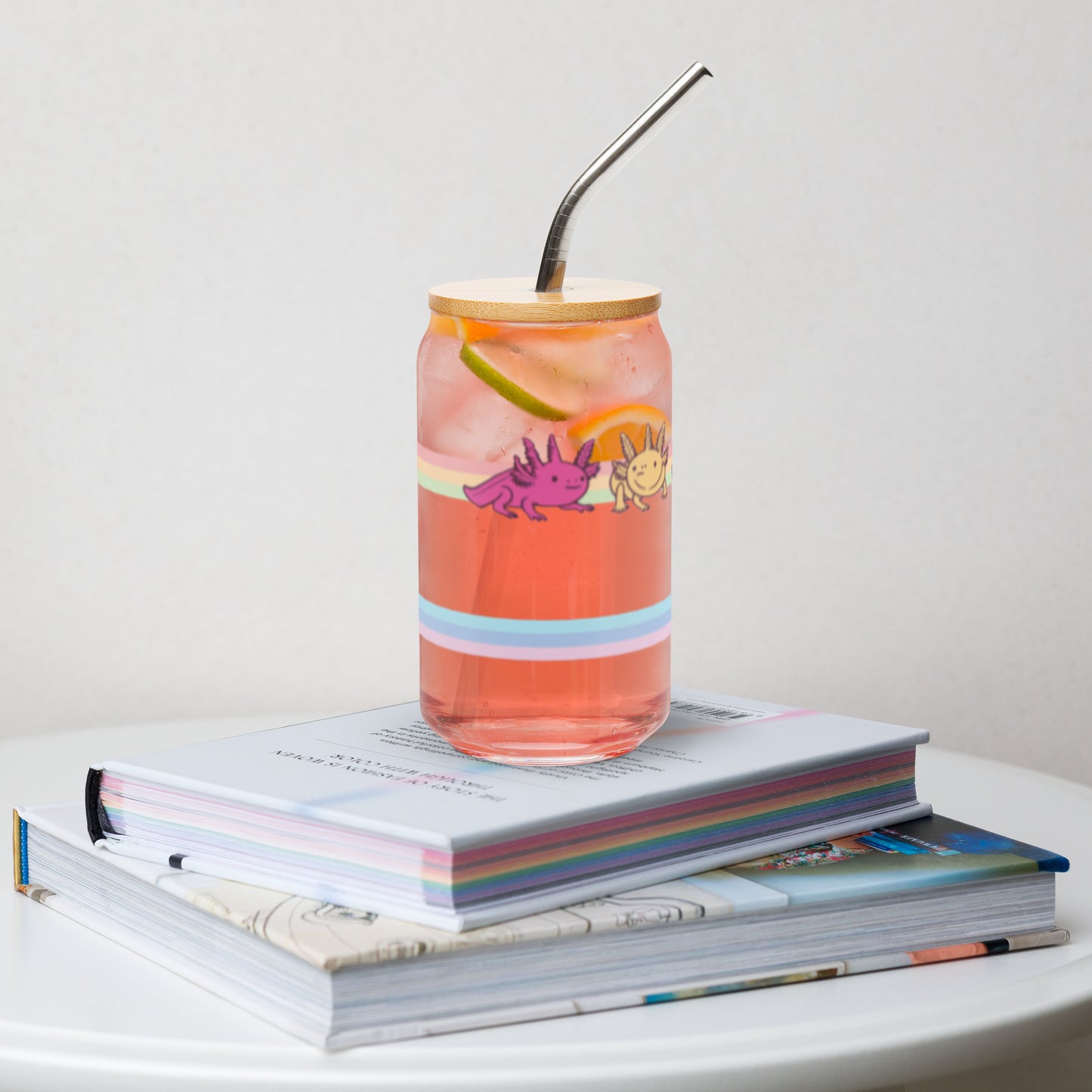 Rainbow-Lined Axolotl | Can-shaped glass