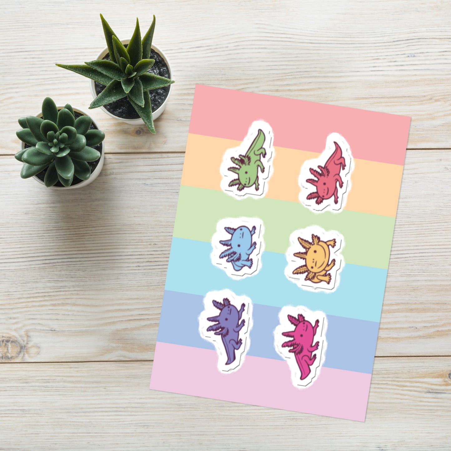 Rainbow Axolotls | Sticker sheet