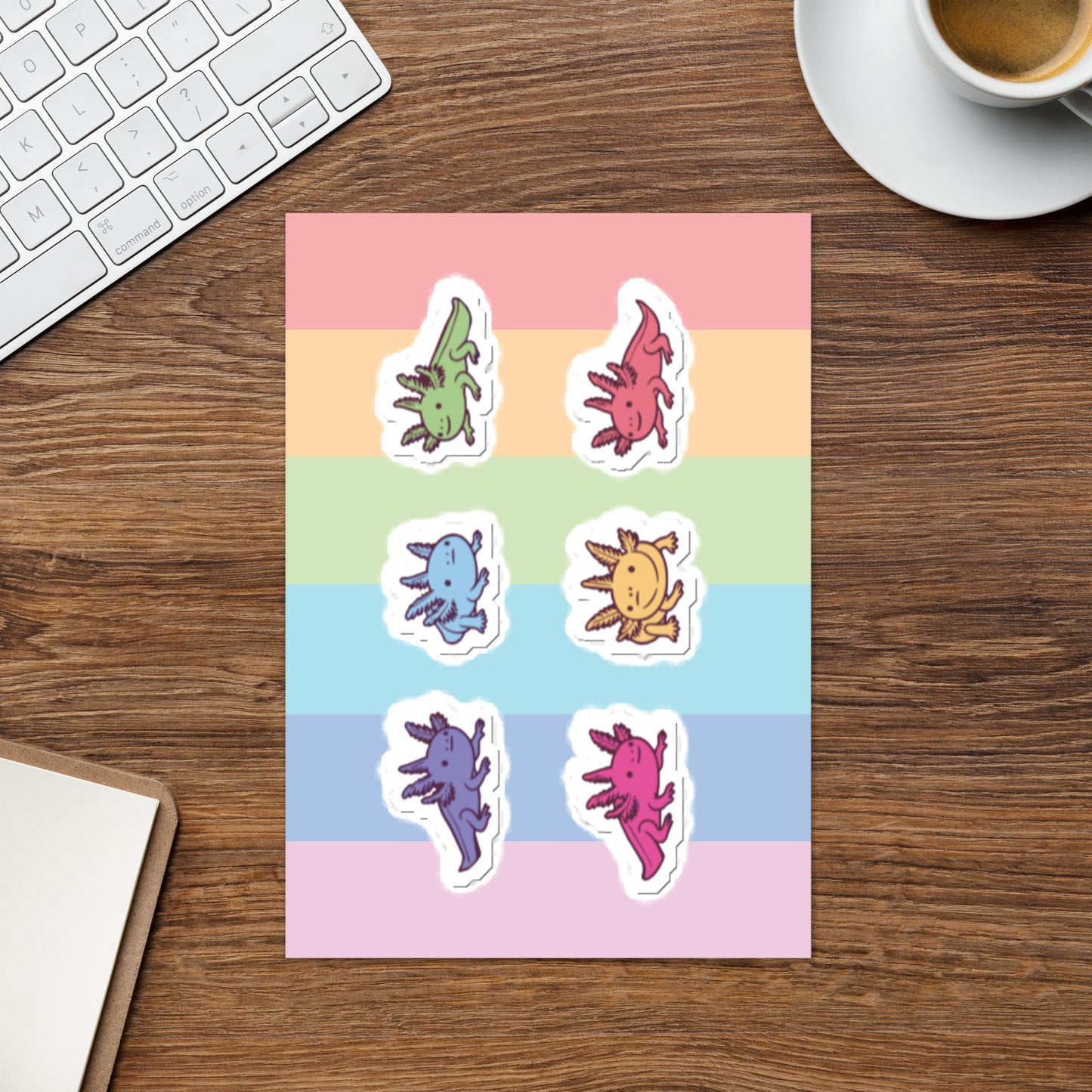 Rainbow Axolotls | Sticker sheet
