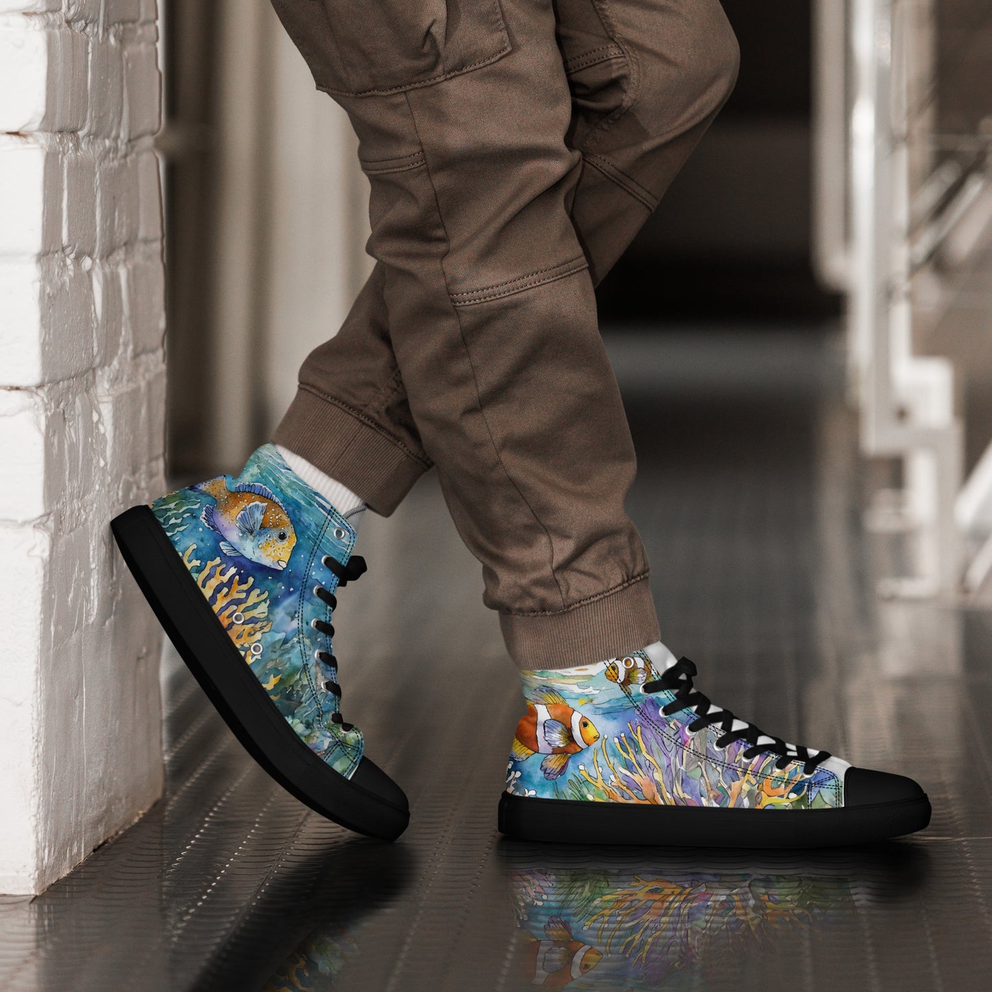 Men's Ocean Watercolor High Tops