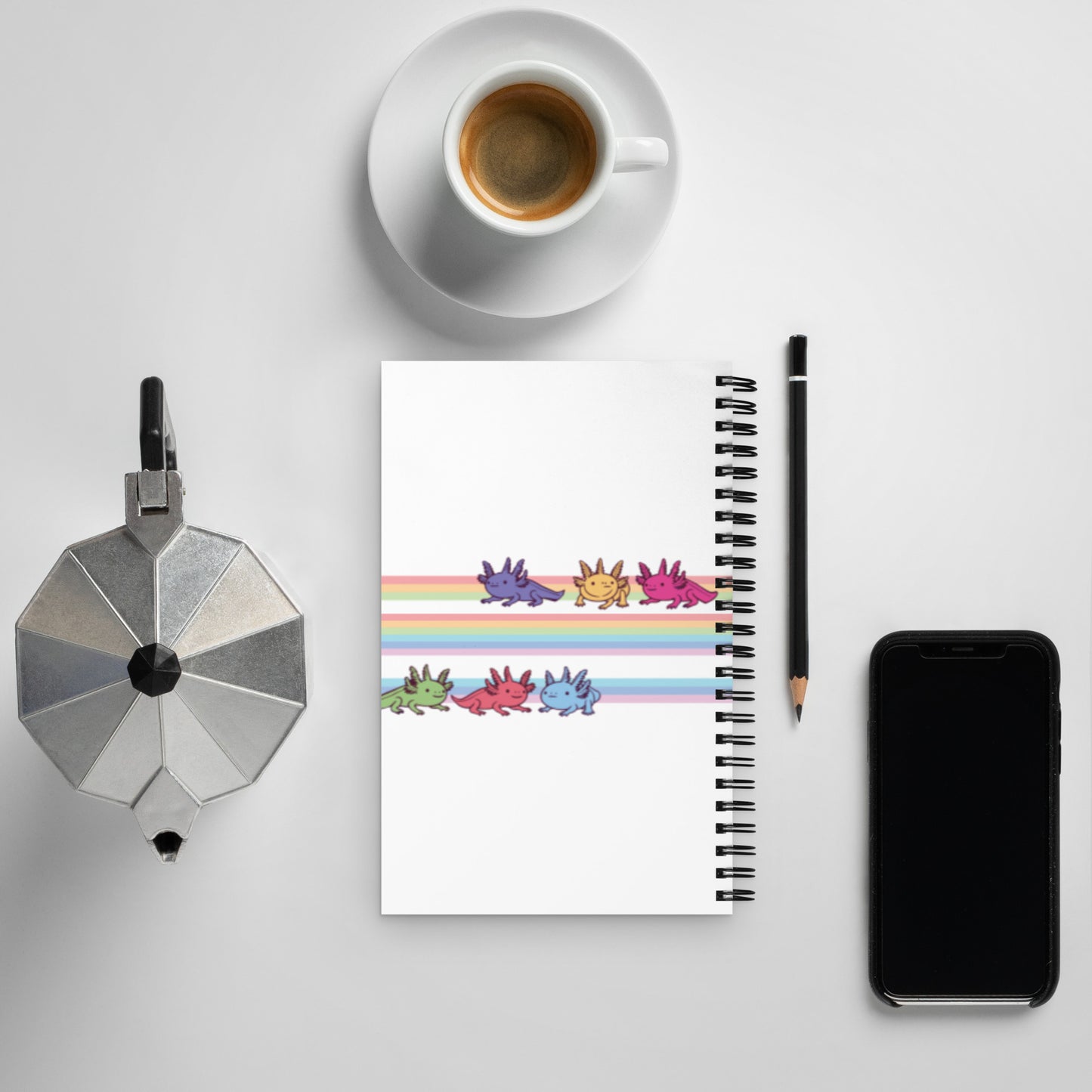 Rainbow-Lined Axolotl | Spiral Bound Notebook