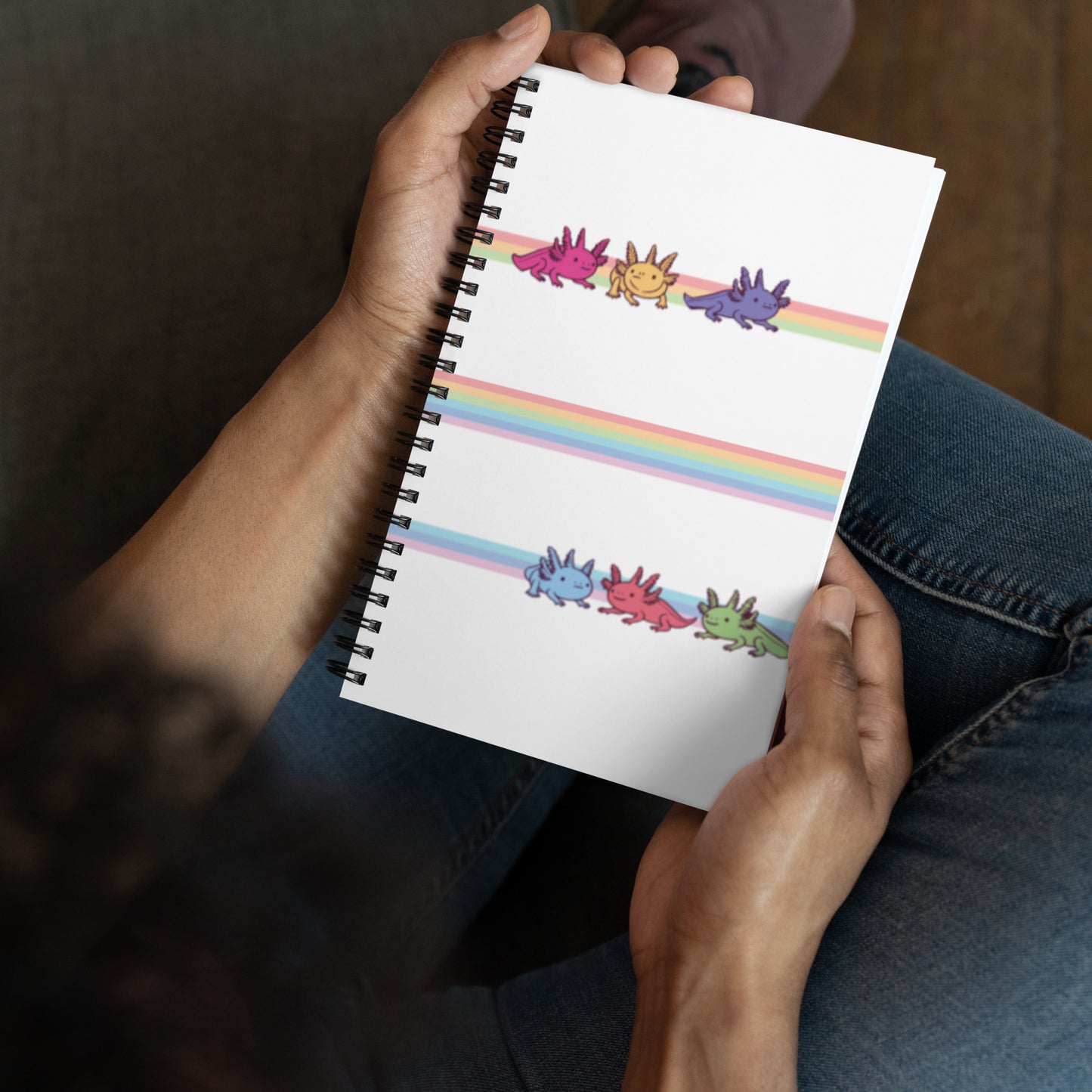 Rainbow-Lined Axolotl | Spiral Bound Notebook