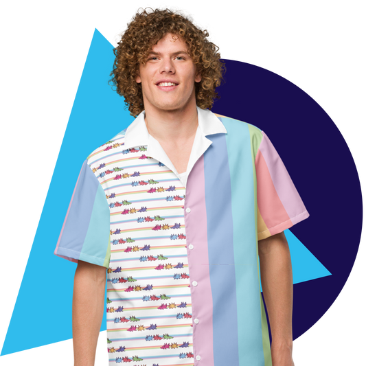 Rainbow-Lined Axolotl | Unisex Button-Down Short Sleeve Shirt