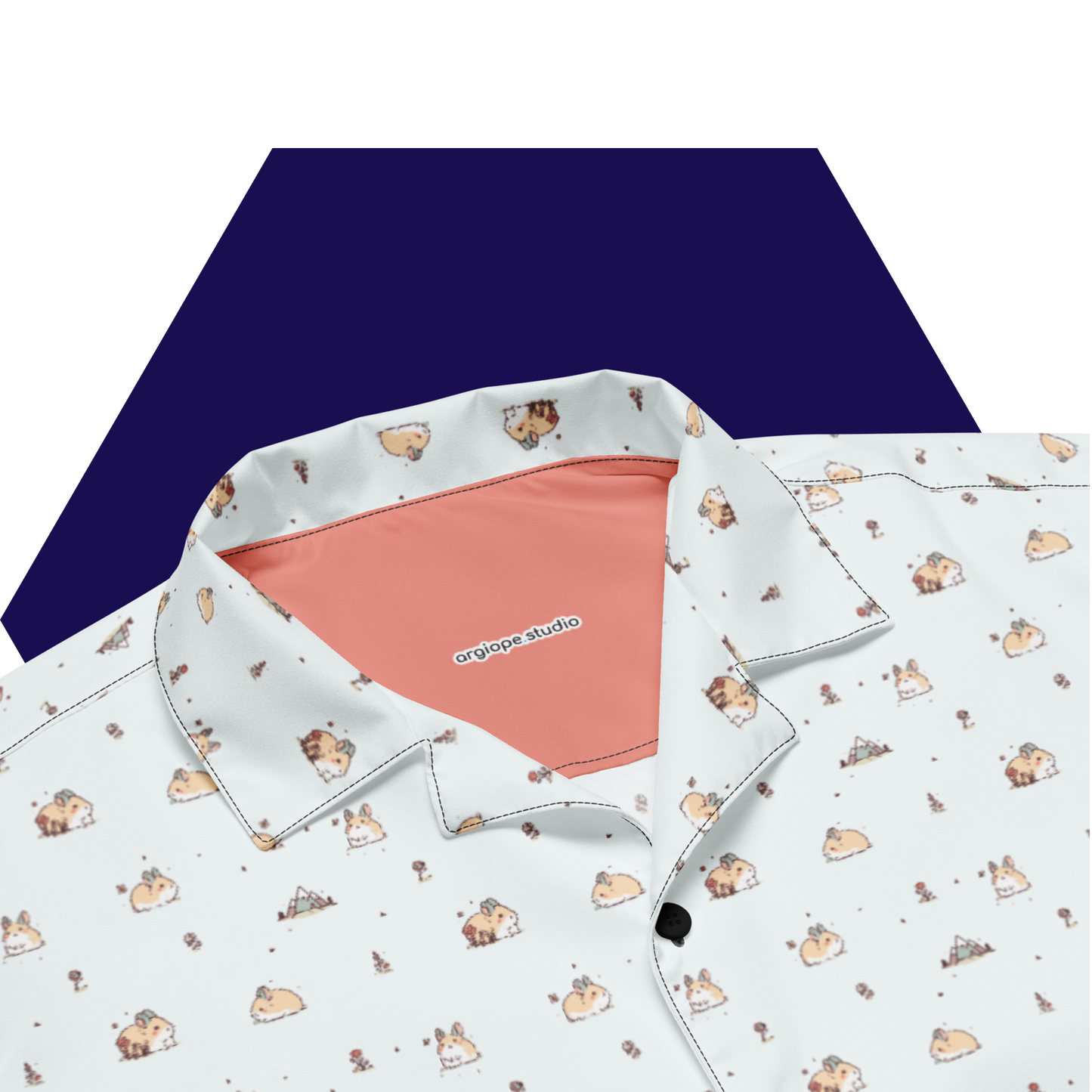 Soft Pika Pattern | Button Down Short Sleeve Shirt